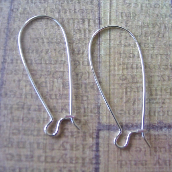 25pc Kidney Earwire...Sterling Silver Plated...Size 35x15mm. Earring Hooks, Earring Findings.