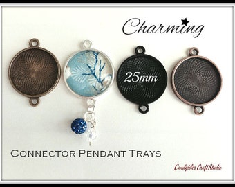 10pk...25mm Connector Circle Pendant Trays....MIX and MATCH..Bezel Trays, Pendant Settings...SPT