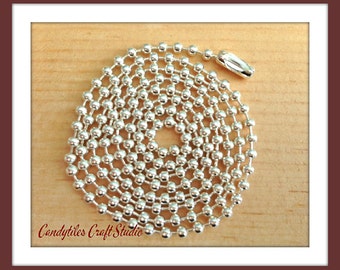 Collar con colgante de 10 cadenas de bolas plateadas, 61 cm (24 pulgadas), cuentas de 2,4 mm