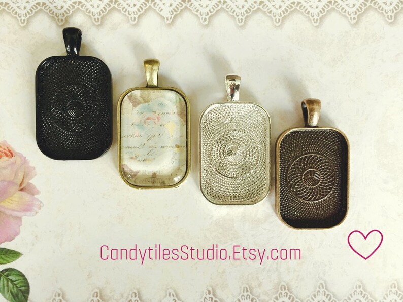 25pc..DIY Pendant Tray Necklace Kit...Size 20x30mm...pendant Etsy