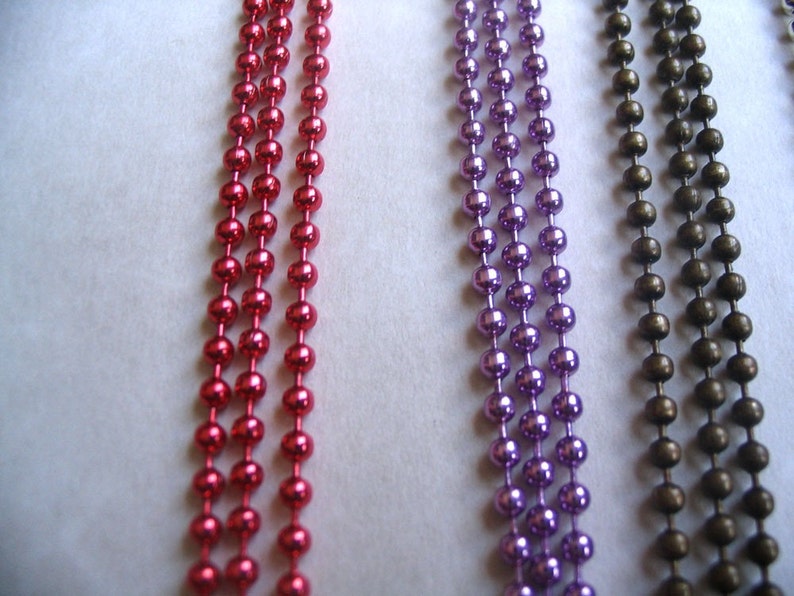 20pc...2.4mm Colored Ball Chains. Mix and Match any color. Etsy