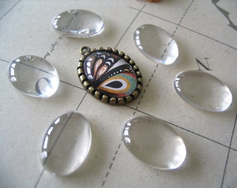 20pk...Size 22x30mm...Oval Glass Tile Cabochon......Great for pendants or earrings.