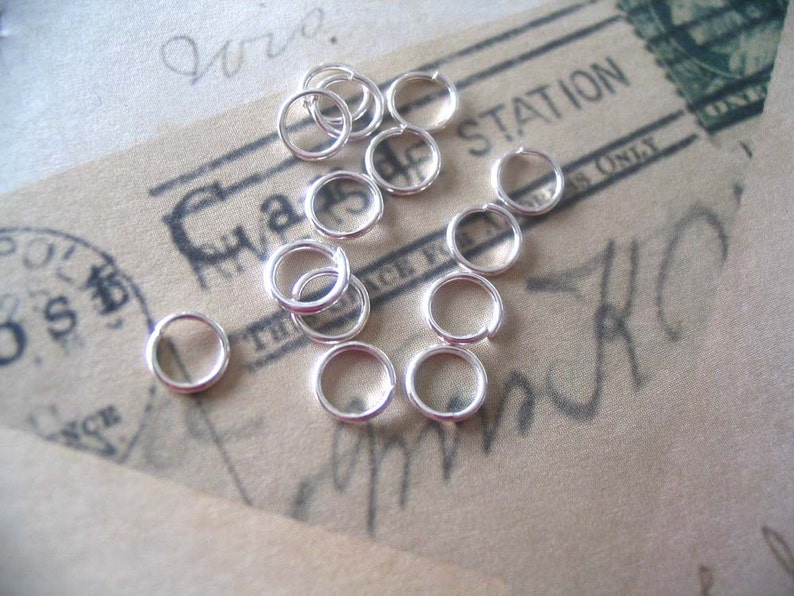 50...6mm Shiny Silver Split Jump Rings image 1