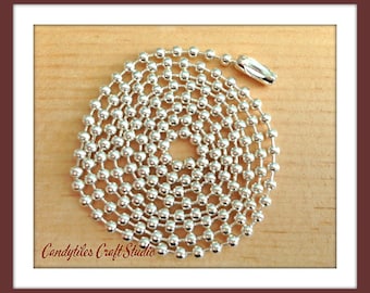 50pc...2.4mm Silver Ball Chains. Great for pendants, Cabochons, Scrabble and Glass Tiles.