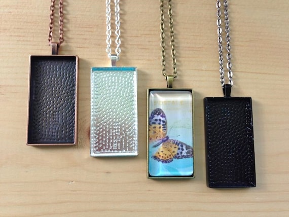 10pk... Rectangle Pendant Trays...Mix and Match...Size 1 x 2...Pendant Settings, Bezels, Blanks, CRPT