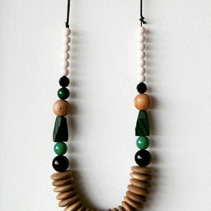 Long chunky wooden African bead necklace image 3