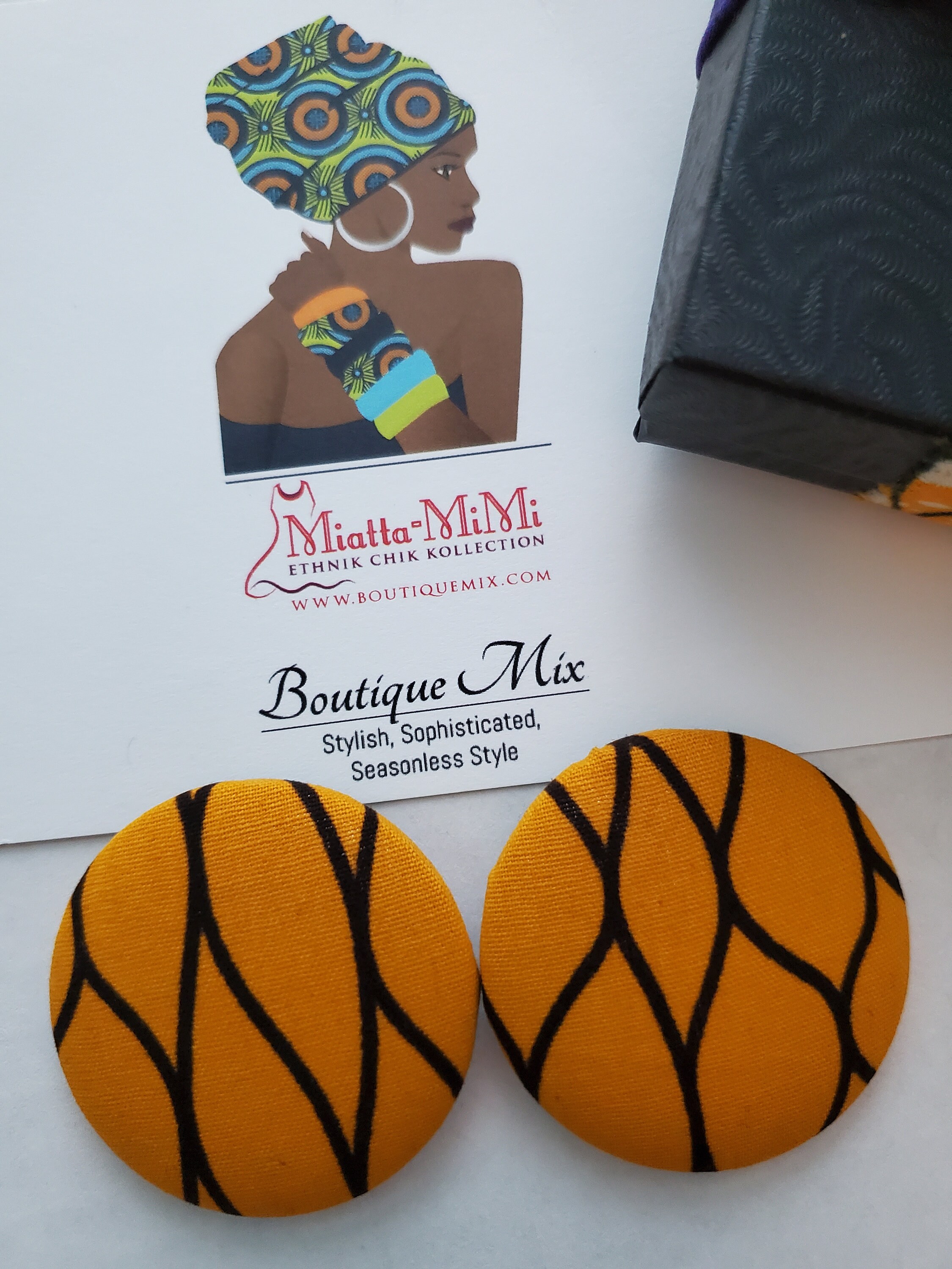 Orange Button Earrings Orange Fabric Earrings African Print Etsy UK