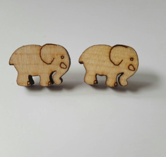 Wooden elephant earrings sales