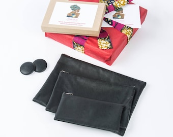 Black zipper pouch, Black leather clutch, Black leather earrings, Minimalist, Black leather purse, Minimalist bag, Leather zipper bag pouch