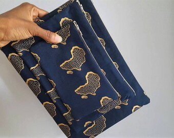 African fabric clutch, Map of Africa purse, Ankara clutch, Makeup bag, African bag, African zipper pouch, Blue clutch purse, African purse