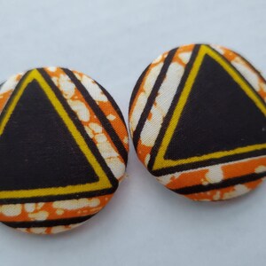 Brown Fabric Earrings, Brown Button Earrings, African Print Earrings, Fabric Button Earrings, African Earrings, African Fabric Earrings image 8