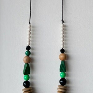 Long chunky wooden African bead necklace image 5