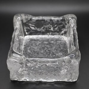 Clear Square Glass/Crystal Textured Pillar Candle Holder or Trinket Dish - 4 inches square