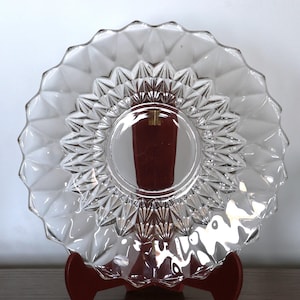 Bohemian Crystal Clear and Frosted Glass Floral Petal Pattern Plate
