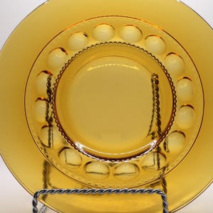 Set van 4 amberkleurige duimafdruk lunchborden uit Indianaglas - diameter 8 inch