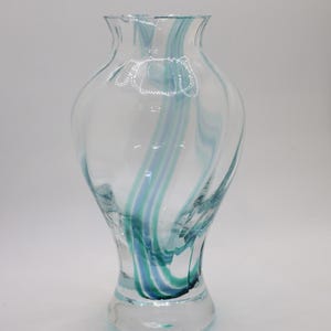 Beautiful Caithness Vase with Green/Blue Swirl Pattern