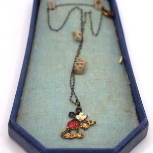 Vintage 1930s Mickey Mouse Halskette in Originalbox