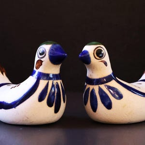 Set of 2 Tonala Pottery Doves, Made in Mexico