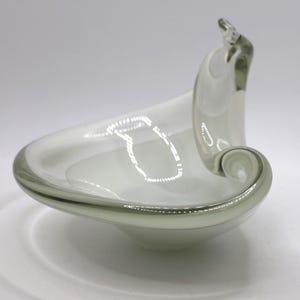 Pretty White and Clear Glass Trinket Dish /Ashtray