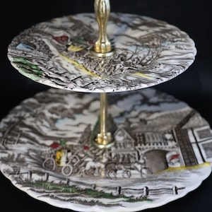Vintage Myott and Sons Royal Mail 2-Tiered Cake Stand