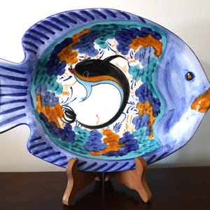 Decorative Fish Plate - Hand Painted in Greece - Serving Plate or Hanging Décor