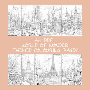 World Monuments Colouring Pages PDF | 10 World of Wonder Printable Colouring Sheets for Adults & Kids | Travel Art | Instant Download