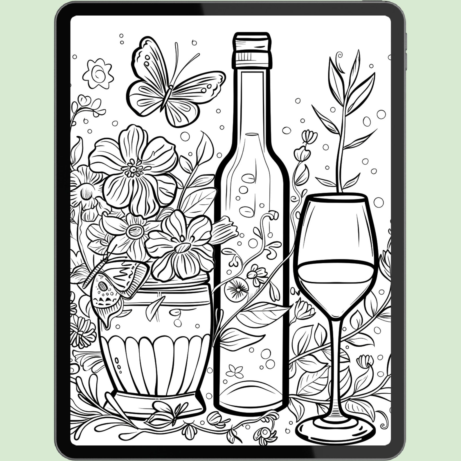 Wine Themed Colouring Pages PDF | 10 Elegant Printable Colouring Sheets ...