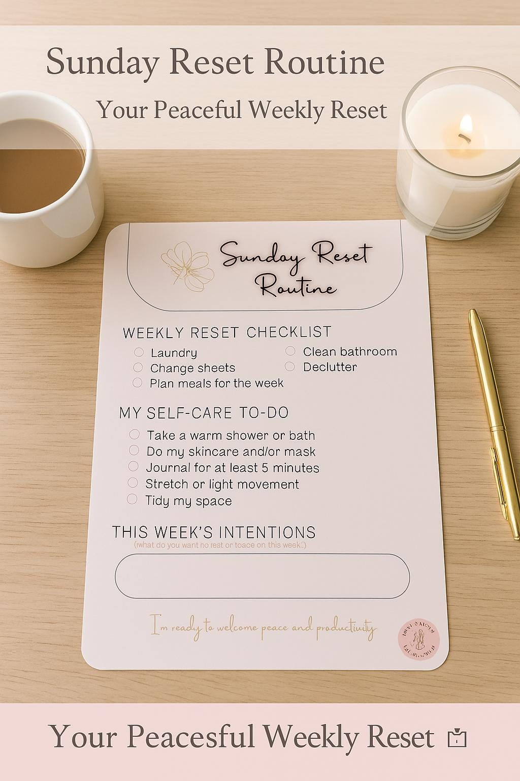 Sunday Reset Routine Printable | Self-care Planner Page | Weekly Reset ...