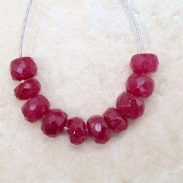 Real RUBY 4-4.5mm (10 FACETED Rondelle) Beads 6.2Ct ETSY-A