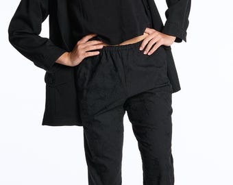 Pantalon jacquard en laine noir Comme Des Garçons SS 2005 Junya Watanabe