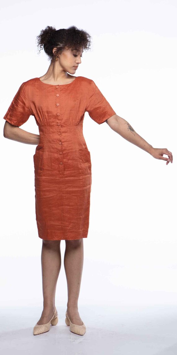 Chlo 1990s Rust Linen Dress - Etsy