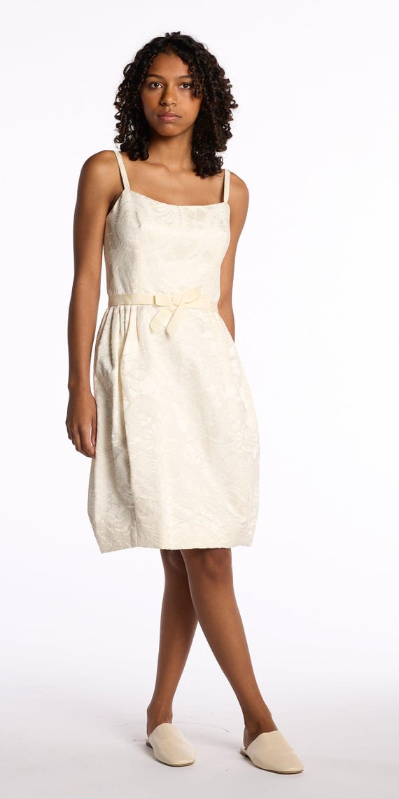 Bill Blass 2000s Cream Jacquard Mini Dress (Deadstock)
