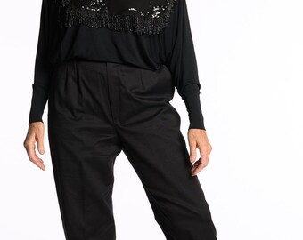 Yves Saint Laurent 1990s Black Cotton Carrot Pants