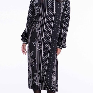 Lanvin 1980s Navy Printed Column Dress