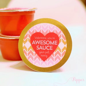 Awesome Sauce Valentines INSTANT DOWNLOAD Valentine favors / Valentine stickers / Class Favors DIY Printable File image 2