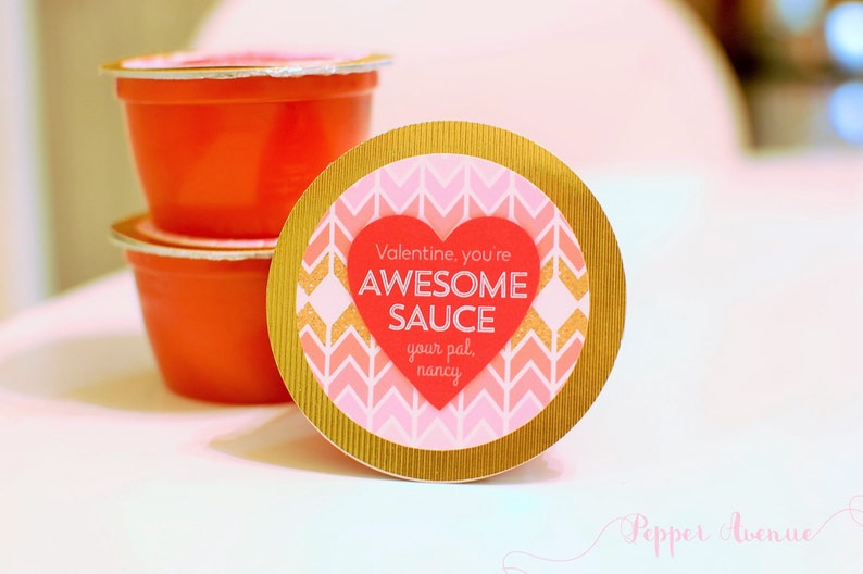 Awesome Sauce Valentines INSTANT DOWNLOAD Valentine favors / Valentine stickers / Class Favors DIY Printable File image 2