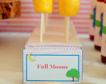 Camping Moon Party Labels Food Labels or Drink Labels - Instant Download DIY Printable PDF File