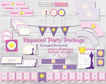 Rapunzel Party or Tangled Party {Inspired} Birthday Package - Printable PDF Files - INSTANT DOWNLOAD