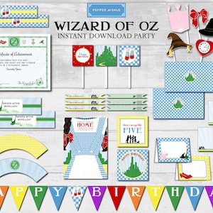 Wizard of Oz Instant Download Party- Dorothy, Ruby Slippers, Yellow Brick Road, Scarecrow, Wicked Witch, Lion, Tinman - Printable PDF Files