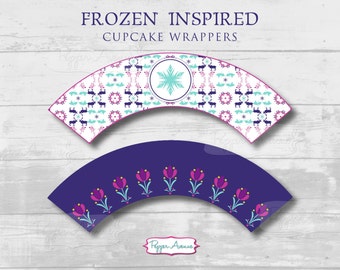 INSTANTÁNEA descargar - congelados {inspirado} Cupcake Wrappers - congelados cumpleaños o fiesta de copo de nieve o solo para diversión! -Archivos imprimibles bricolaje