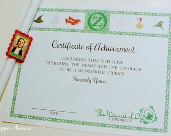 Wizard of Oz Friendship Certificate {Printable} - Dorothy, Wicked Witch, Tin Man, Lion - Print at home PDF File (Instant Download)