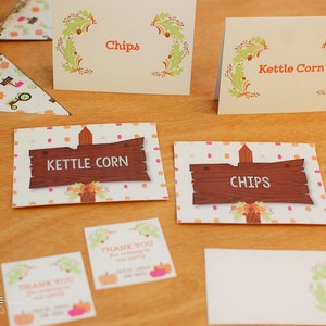 Harvest Party Blank Flat Labels- INSTANT DOWNLOAD- Fall, Thanksgiving, Autumn, Dinner Party ~DIY Printable Files~ Place Cards, food labels