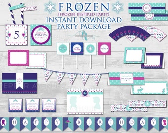 Frozen Party Package - Frozen Birthday, Elsa Birthday, Anna Birthday - Birthday Package - Printable PDF Files - INSTANT DOWNLOAD