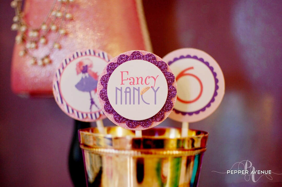 Fancy Nancy Inspired Cupcake Toppers - Fancy Nancy Party Ages 3, 4, 5 ...