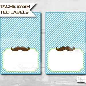 SOFORTIGER DOWNLOAD Moustache Bash Tented Label - Geburtstagsparty oder Babyparty - Bereit zum Drucken von PDF-Dateien - Tischkarten, Adresse, Essen oder Trinken