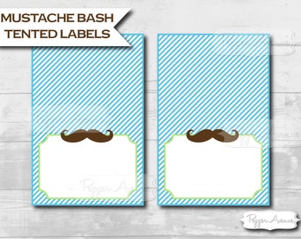 INSTANT DOWNLOAD Mustache Bash Tented Labels -Birthday Party or Baby Shower- Ready to Print PDF File- Place Cards, Address, Food or Drink
