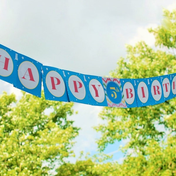 Camping Moon + Stars Party Birthday Banner -camping, glamping, sleepover - Instant Download DIY Printable PDF File