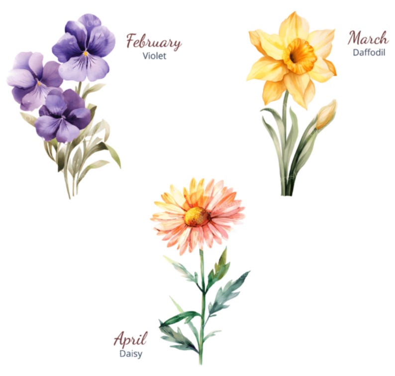 Custom Birth Flower Tattoo Design, Birth Month Tattoo Family Tattoo