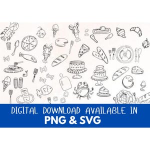 Hand Drawn Whimsical Wedding SVG Clipart Bundle of Illustrations, Icons ...