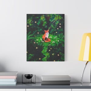 Whimsical Fox Canvas Art, Fox Wall Decor, Nature Lover Gift, Rustic Home Decor, Forest Animal Painting, Eco-Friendly Art